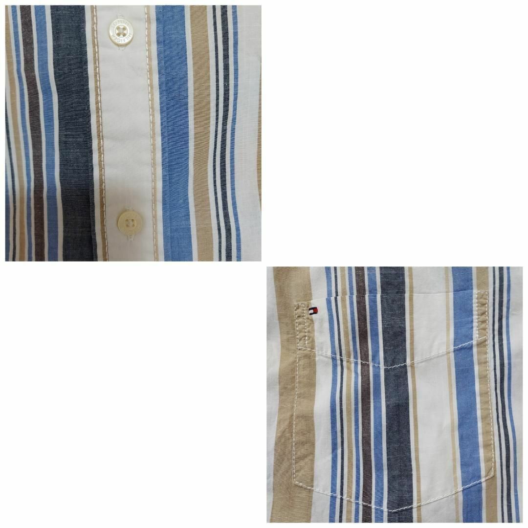 トミーヒルフィガー ポケット ストライプシャツ XL ホワイト ブルー ベージュ