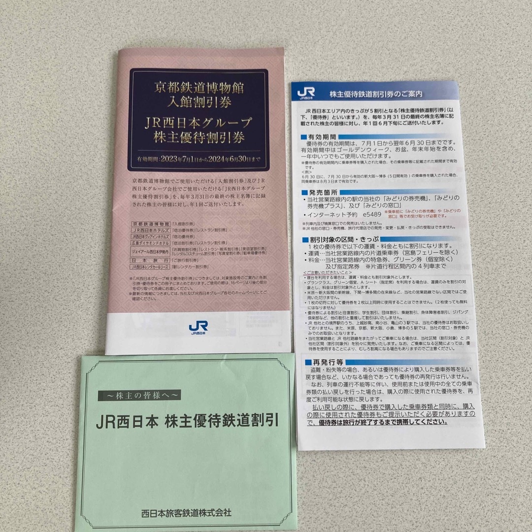 JR西日本 株主優待鉄道割引券2枚