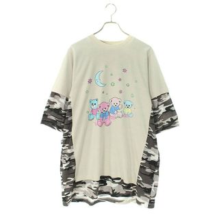 バレンシアガ  641584 TJVI1 ベアプリントカモフラドッキングオーバーサイズTシャツ  メンズ L