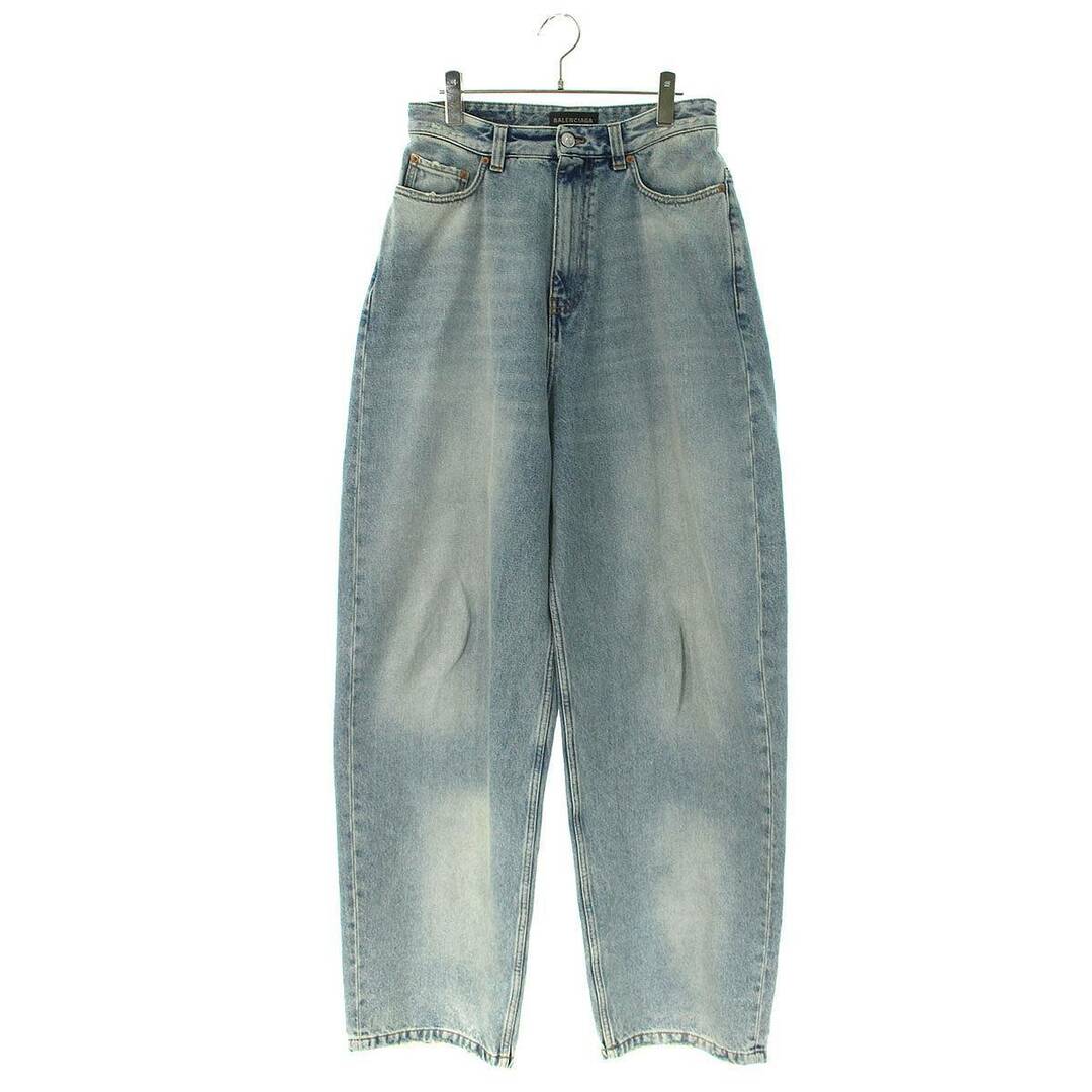 バレンシアガ  23SS  704282 TDW14 ウォッシュド裾クラッシュ加工バギーデニムパンツ  レディース XS