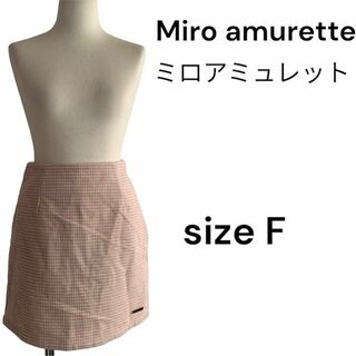 Miro amurette ミロアミュレット　ピンク千鳥柄スカート　size F(ひざ丈スカート)