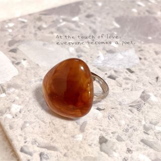 【select】マーブルブラウン　フリーサイズ　リング　指輪　天然石　美品(リング(指輪))