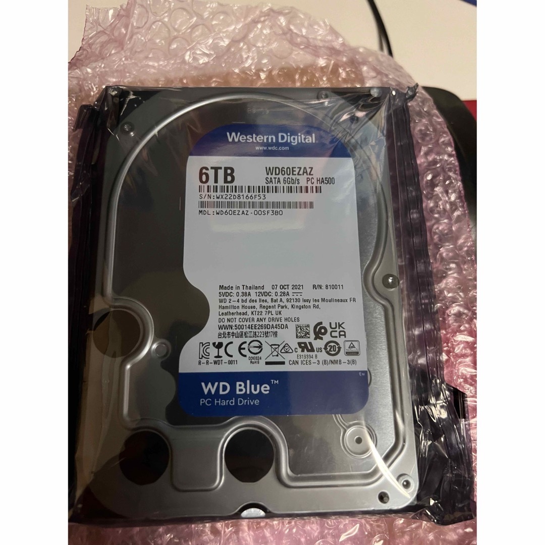 Western Digital(ウェスタンデジタル)のHDD 6TB WD60EZAZ 新品 スマホ/家電/カメラのPC/タブレット(PCパーツ)の商品写真