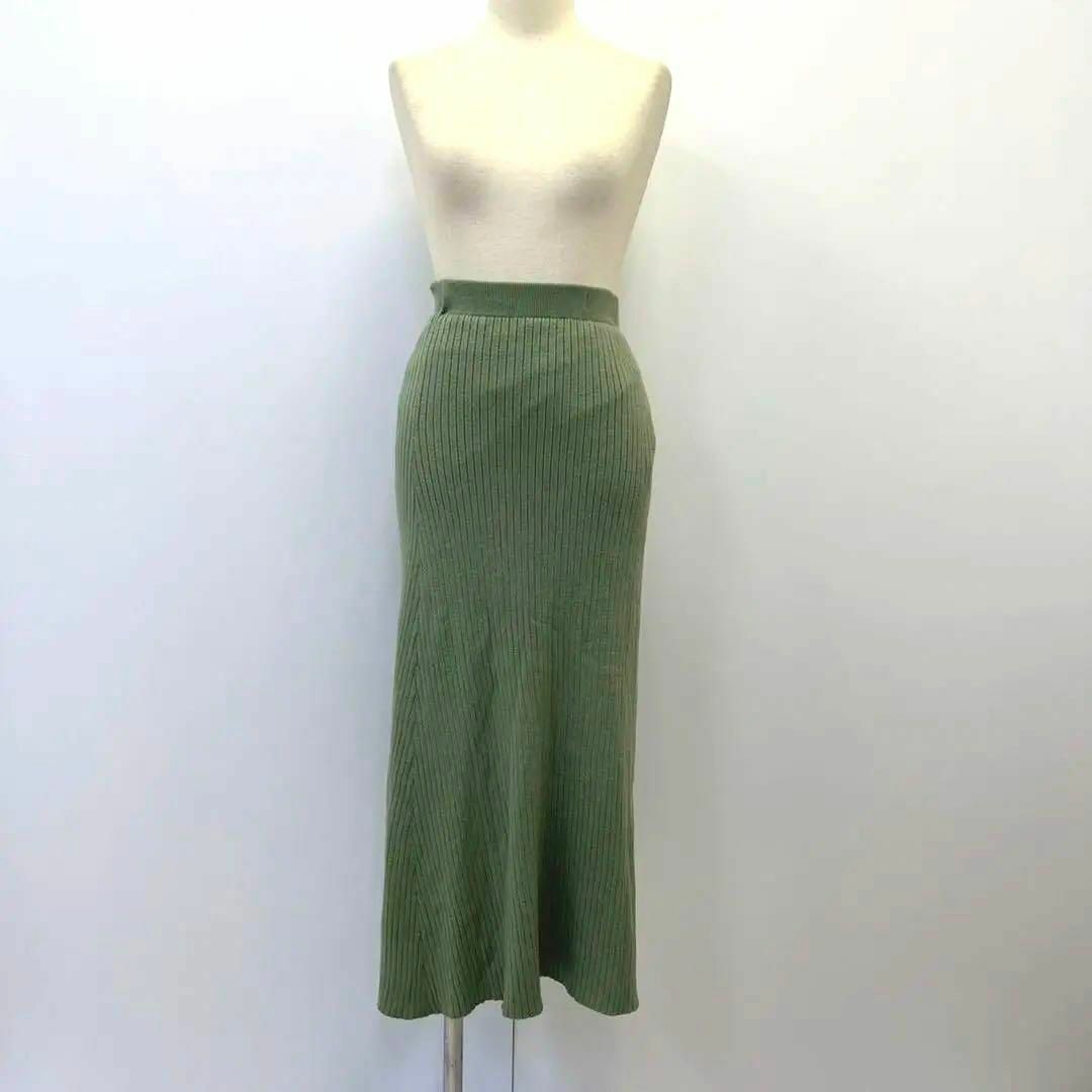 GRL(グレイル)のGRL グレイル　グリーン　ロングスカート　スカート　ニットスカート レディースのスカート(ロングスカート)の商品写真