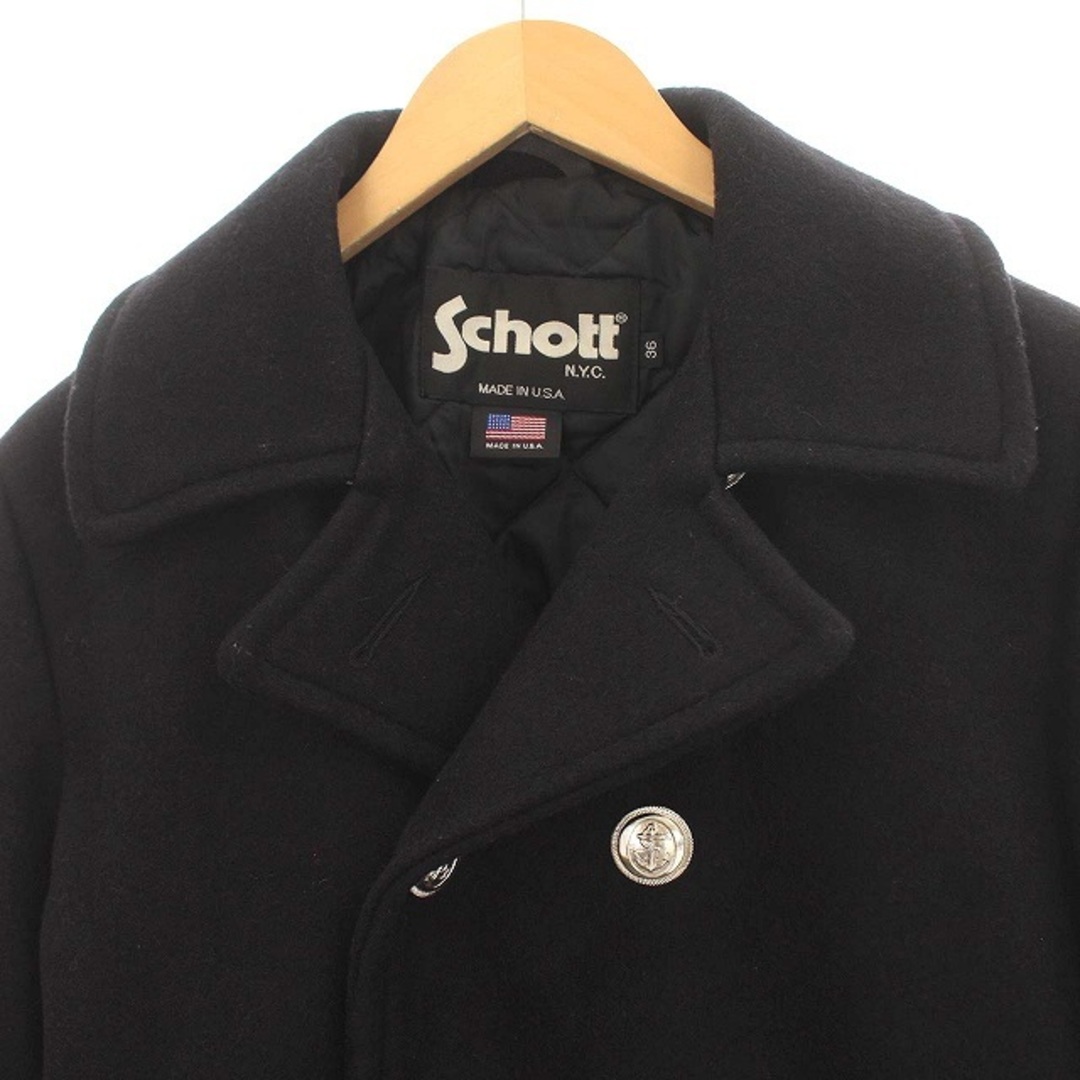 Schott ショット ピーコート Pコート キルティング 銀ボタン ブラック