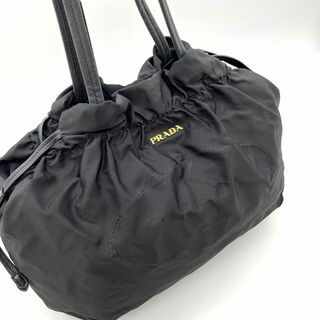 PRADA - プラダ ハンドバッグ ジャガードロゴ 金ロゴ 黒 ギャラン 