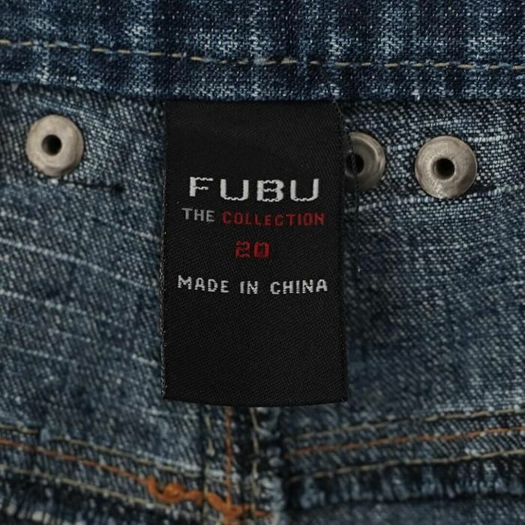 FUBU フブ フロントロゴ刺繍 ワイドバギーボトム デニム ブルー 青 黒 2