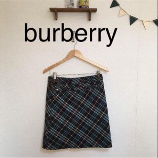 バーバリー(BURBERRY)のburberryバーバリーブラウンチェックウール膝丈スカート☆ほぼ未使用☆38(ひざ丈スカート)