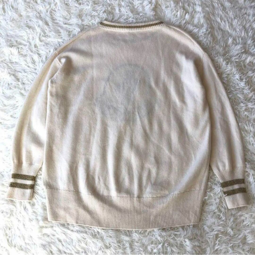 希少 モンクレール セーター ビッグロゴ刺繍 クルーネック カシミヤ 白 M