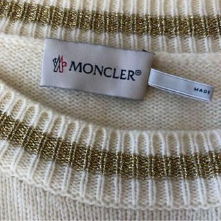 希少 モンクレール セーター ビッグロゴ刺繍 クルーネック カシミヤ 白 M