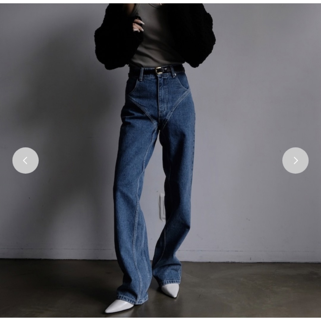 moussy(マウジー)のFelim V LINE LONG DENIM レディースのパンツ(デニム/ジーンズ)の商品写真