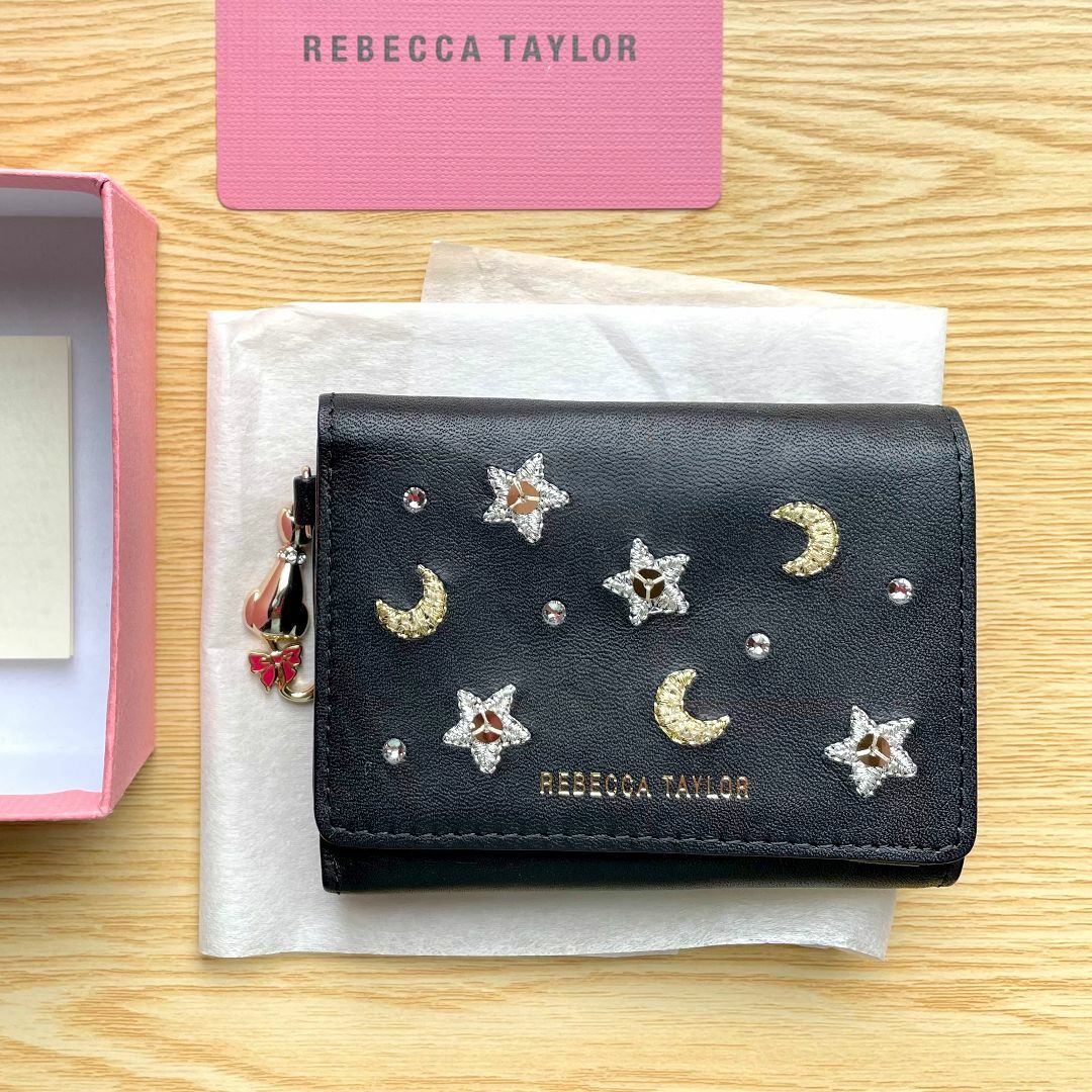 Rebecca Taylor(レベッカテイラー)のREBECCA TAYLOR 三つ折り財布 コンパクト ミニ財布 黒 レディースのファッション小物(財布)の商品写真