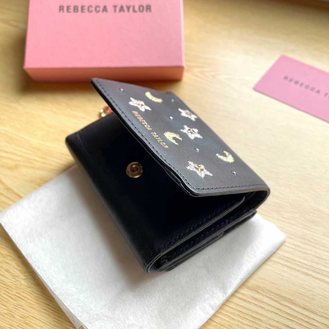 Rebecca Taylor(レベッカテイラー)のREBECCA TAYLOR 三つ折り財布 コンパクト ミニ財布 黒 レディースのファッション小物(財布)の商品写真