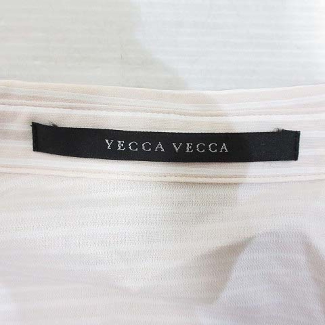 YECCA VECCA(イェッカヴェッカ)のイェッカヴェッカ ストライプ柄 半袖 スキッパー シャツ ブラウス M ベージュ レディースのトップス(シャツ/ブラウス(半袖/袖なし))の商品写真