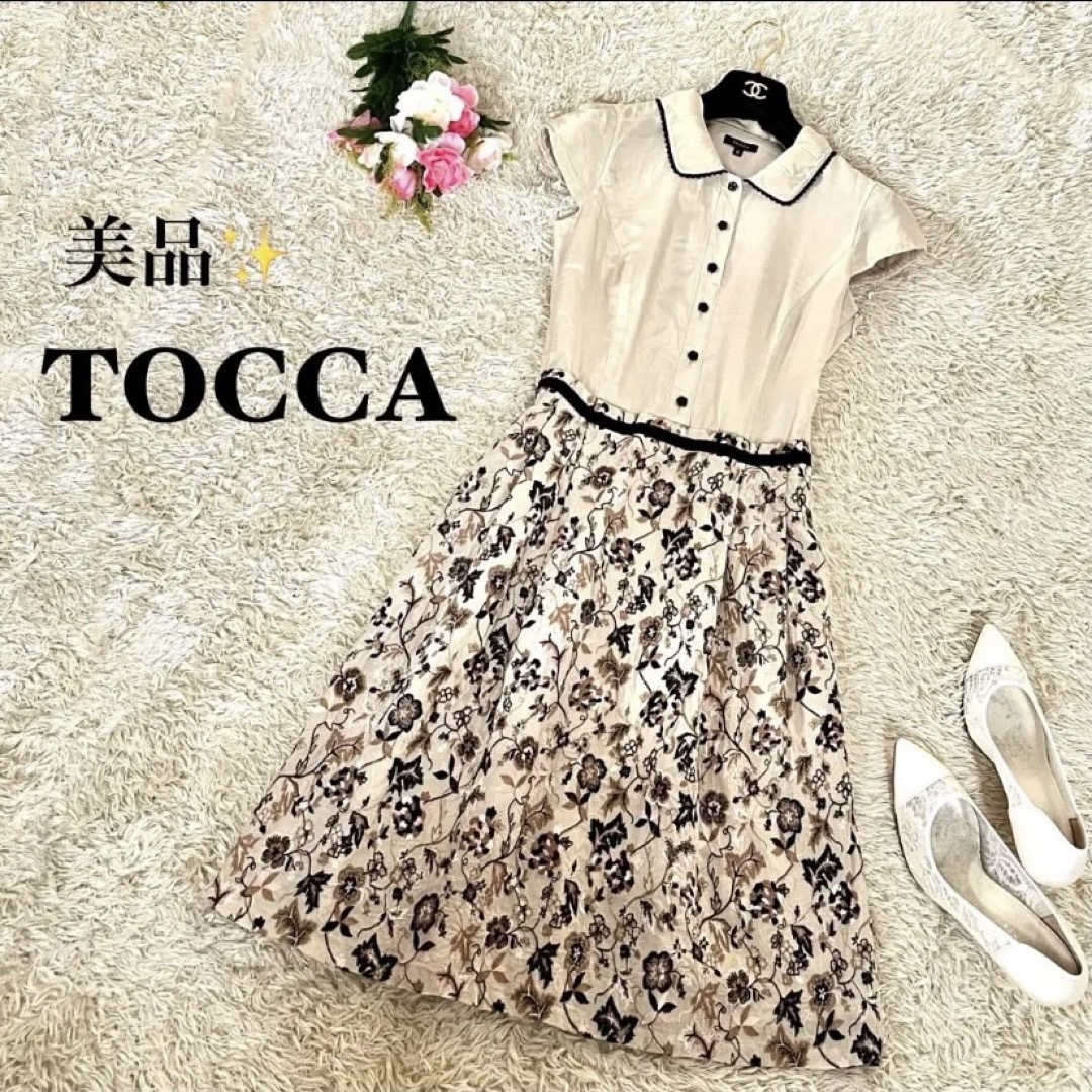 TOCCA - 【美品】トッカ 襟付き花柄刺繍ドッキングワンピース ブラウス