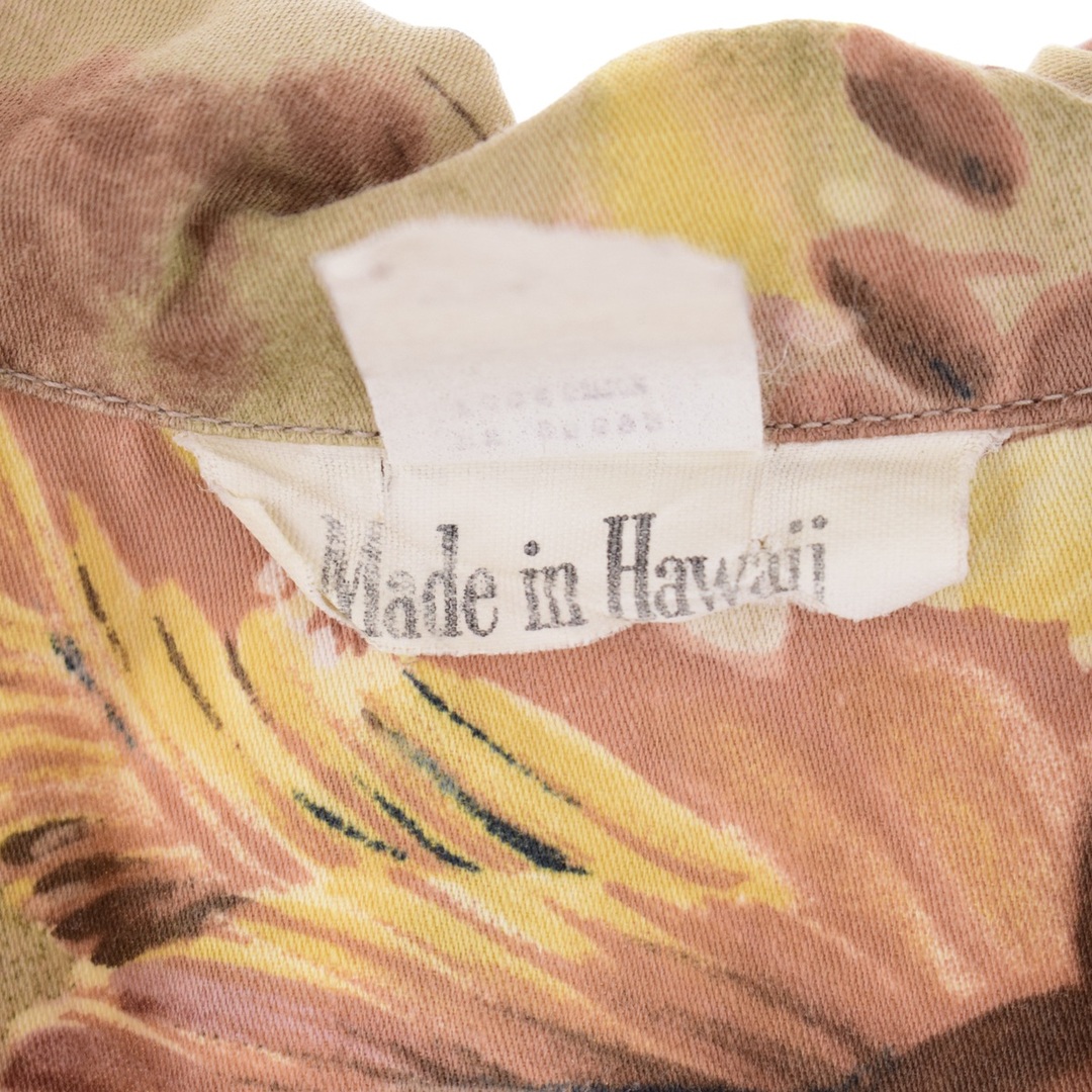 70年代 UNKNOWN 総柄 オープンカラー ハワイアンアロハシャツ ハワイ製 メンズM ヴィンテージ /eaa351100 2