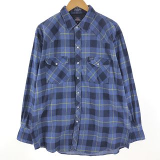 ディッキーズ(Dickies)の古着 ディッキーズ Dickies チェック柄 長袖 フランネルシャツ メンズL /eaa355713(シャツ)