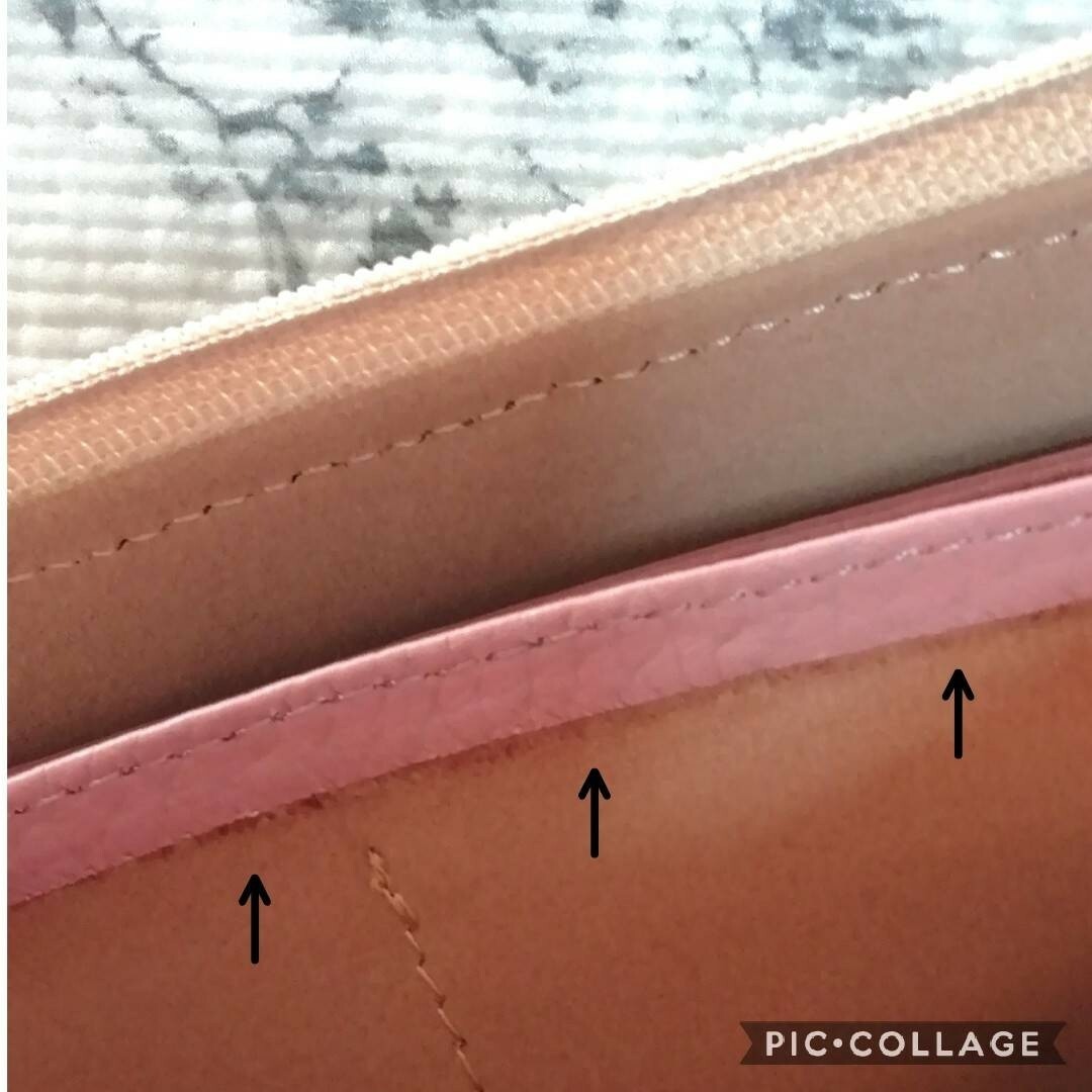 本革L字ファスナー 長財布 ピンク 通販