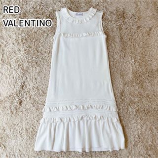 RED VALENTINO ノースリーブワンピース シースルー ドット フリル