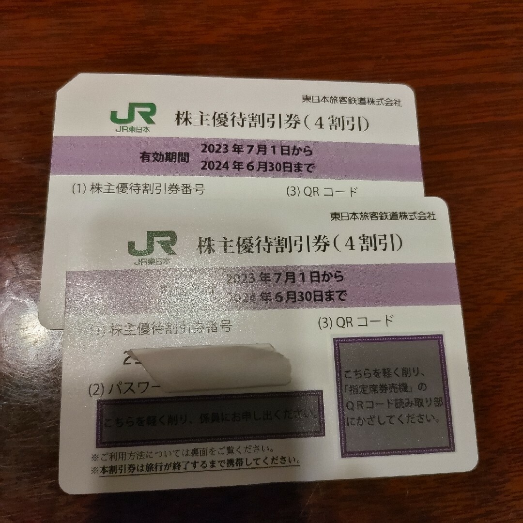 JR(ジェイアール)のJR東日本　株主優待割引券　2枚 チケットの乗車券/交通券(その他)の商品写真