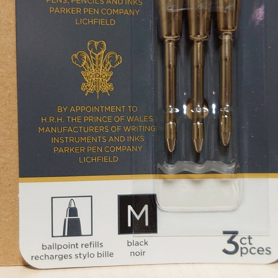 Parker(パーカー)の【純正品・新品】パーカー ボールペンリフィル 黒 M字【3本パック】 インテリア/住まい/日用品の文房具(その他)の商品写真