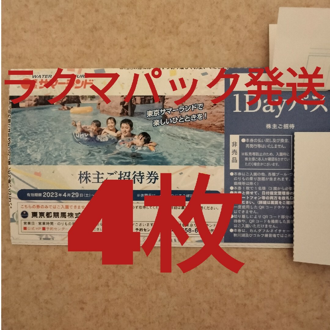 東京サマーランド 東京都競馬株主優待 ４枚 ① - プール