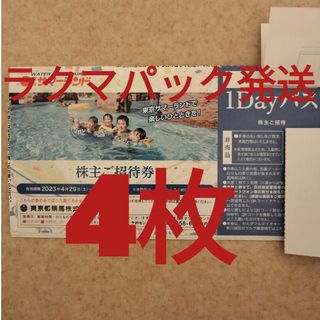 東京サマーランド　東京都競馬株主優待　４枚　①(プール)