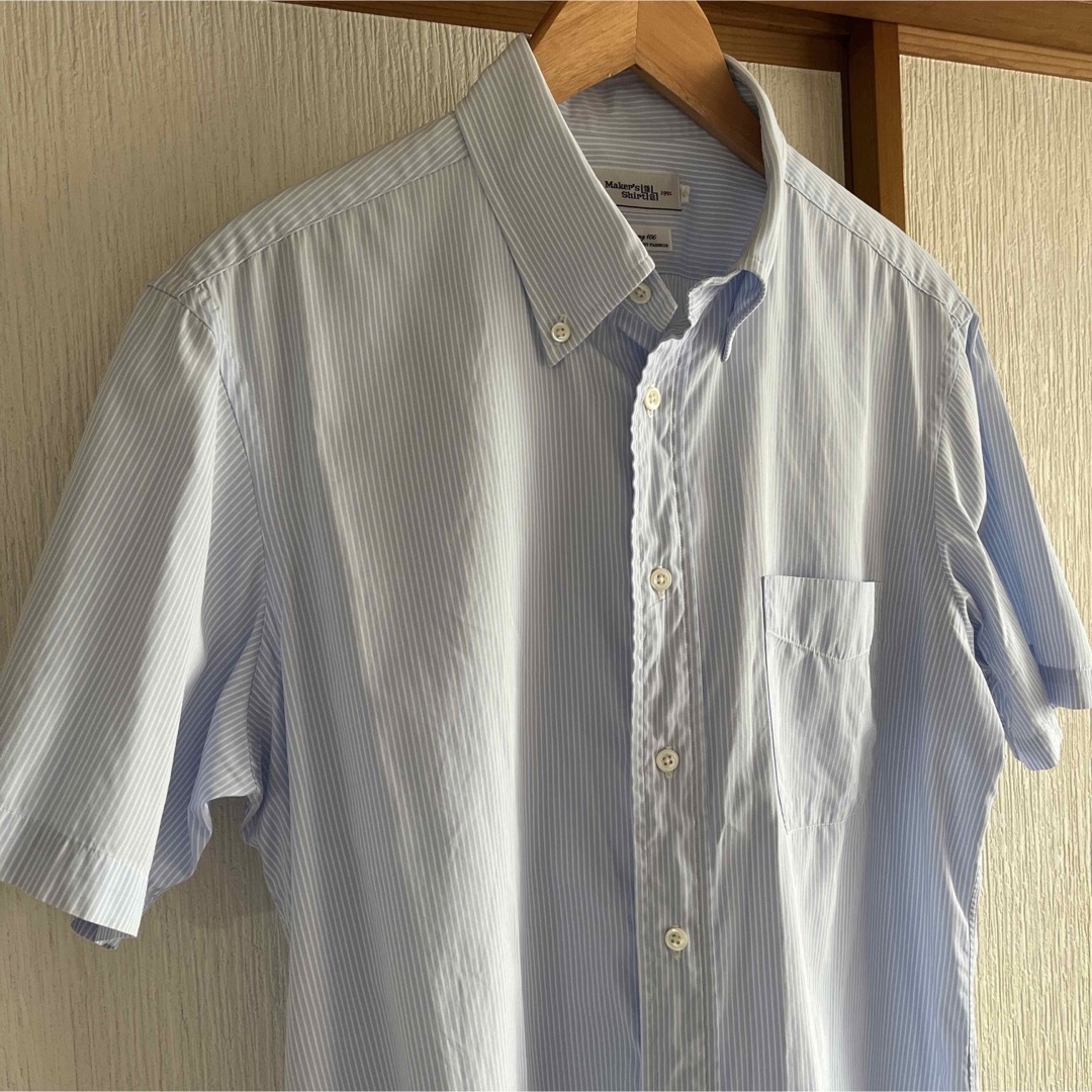 【美品】Maker's Shirt鎌倉　100番手　ストライプ半袖シャツ