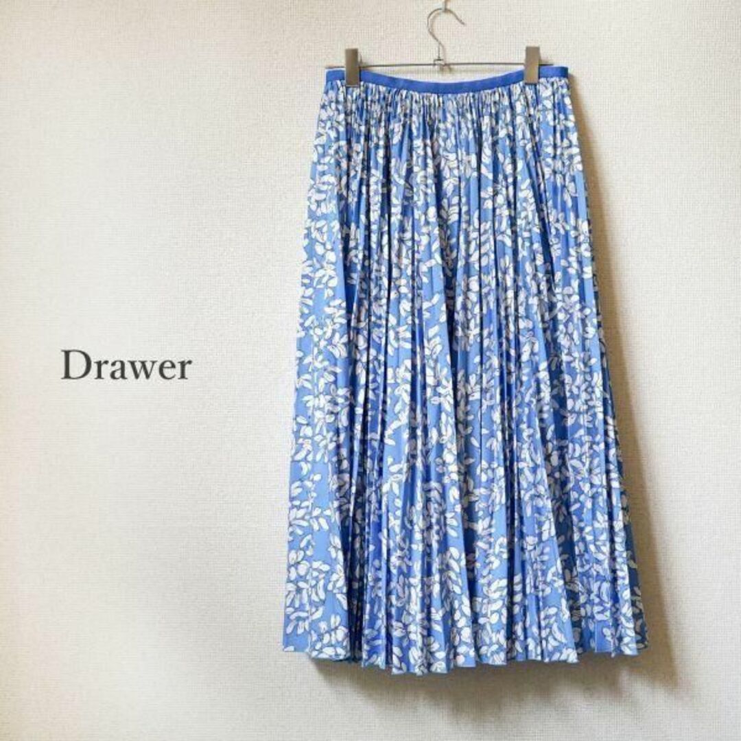 ドゥロワー Drawer 花柄プリーツスカート2019年リゾート 水色 36