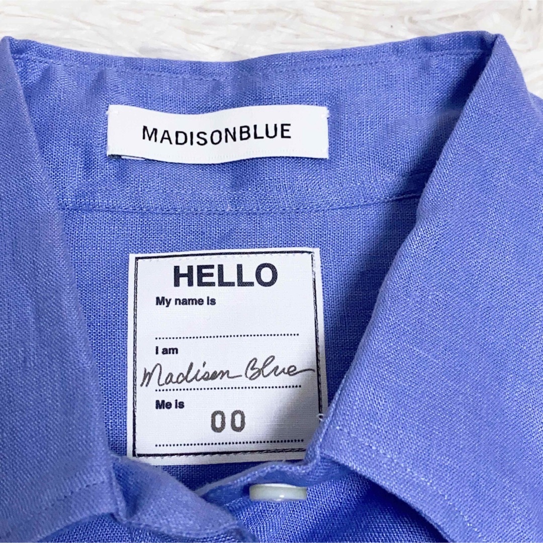 MADISONBLUE(マディソンブルー)の【新品タグ付き】マディソンブルー ハイカラー マダムシャツ 長袖 リネン 01 レディースのトップス(シャツ/ブラウス(長袖/七分))の商品写真