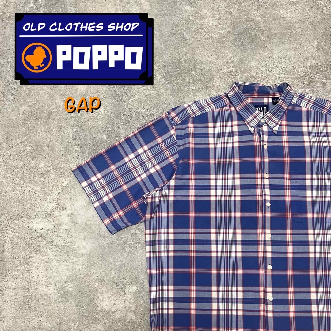 GAP(ギャップ)のオールドギャップGAP☆半袖チェックシャツ 90s ラピスラズリ系 メンズのトップス(シャツ)の商品写真