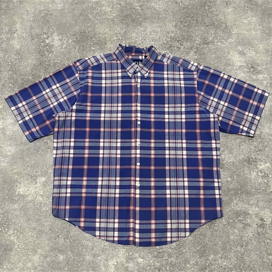 GAP(ギャップ)のオールドギャップGAP☆半袖チェックシャツ 90s ラピスラズリ系 メンズのトップス(シャツ)の商品写真