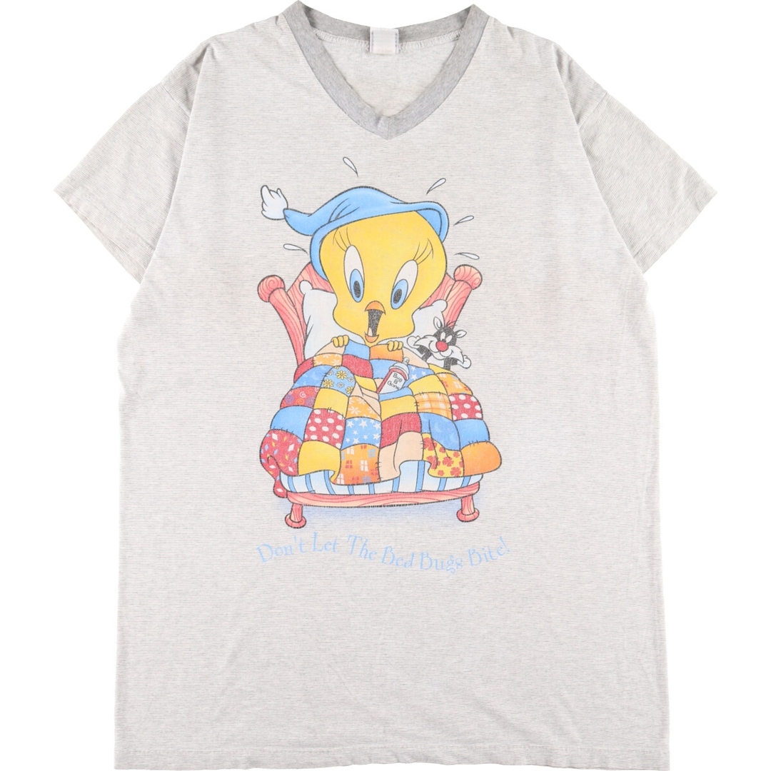 -ランクLOONEY TUNES ルーニーテューンズ TWEETY トゥイーティー Vネック キャラクタープリントTシャツ メンズXXL /eaa355668