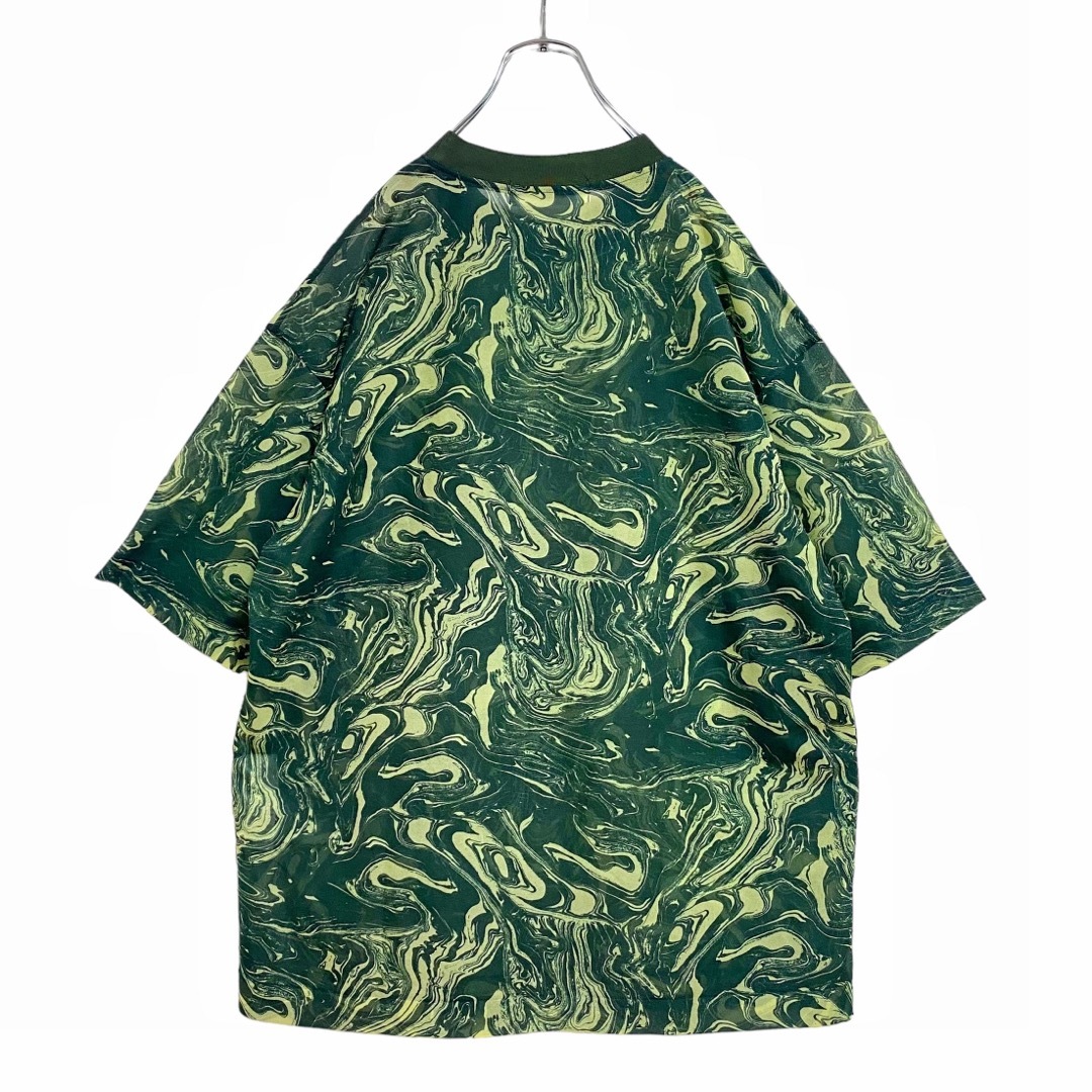 【人気】トーガ マーブル プリント シアー Tシャツ メンズ 48 グリーン