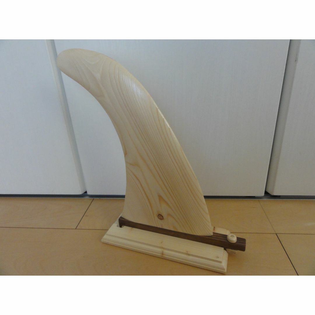 ☆シングルフィン 木製 オブジェ（ハンドメイド）スタンド付き ロングボード