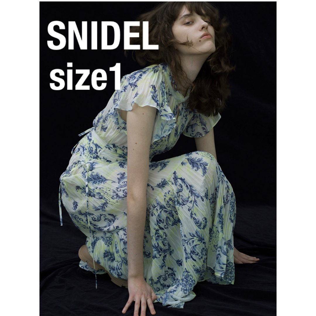 SNIDEL❤️新品未使用プリーツオーナメントプリントワンピースサイズ1完売品