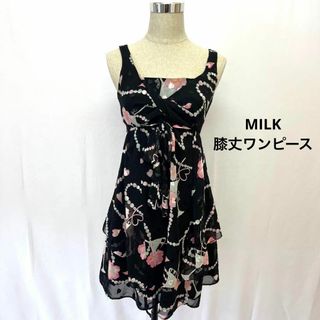 ミルク(MILK)のMILK 膝丈ワンピース　花柄ワンピース(ひざ丈ワンピース)