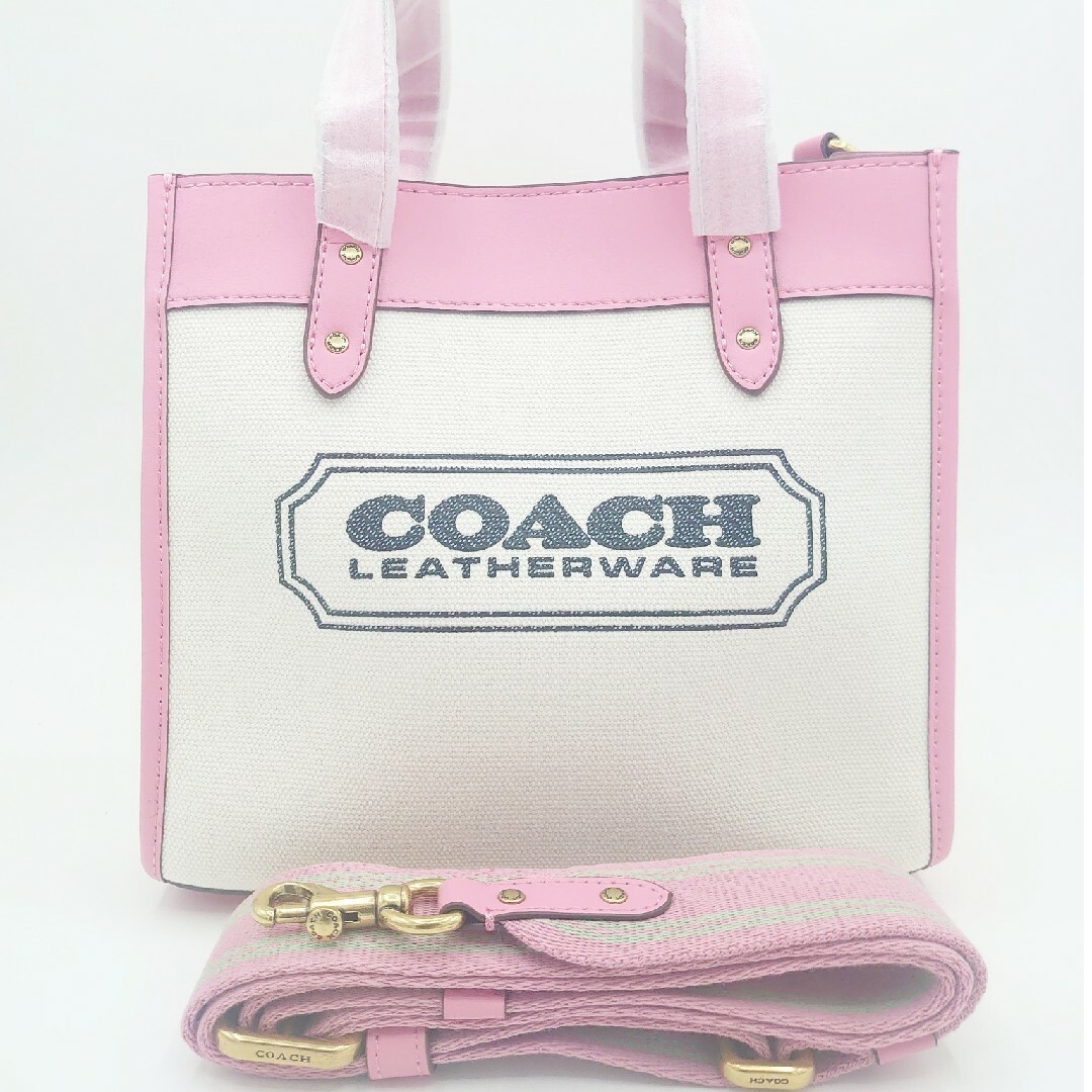 【新品】COACH トートバッグ ショルダーバッグ ピンク/ホワイト 2way