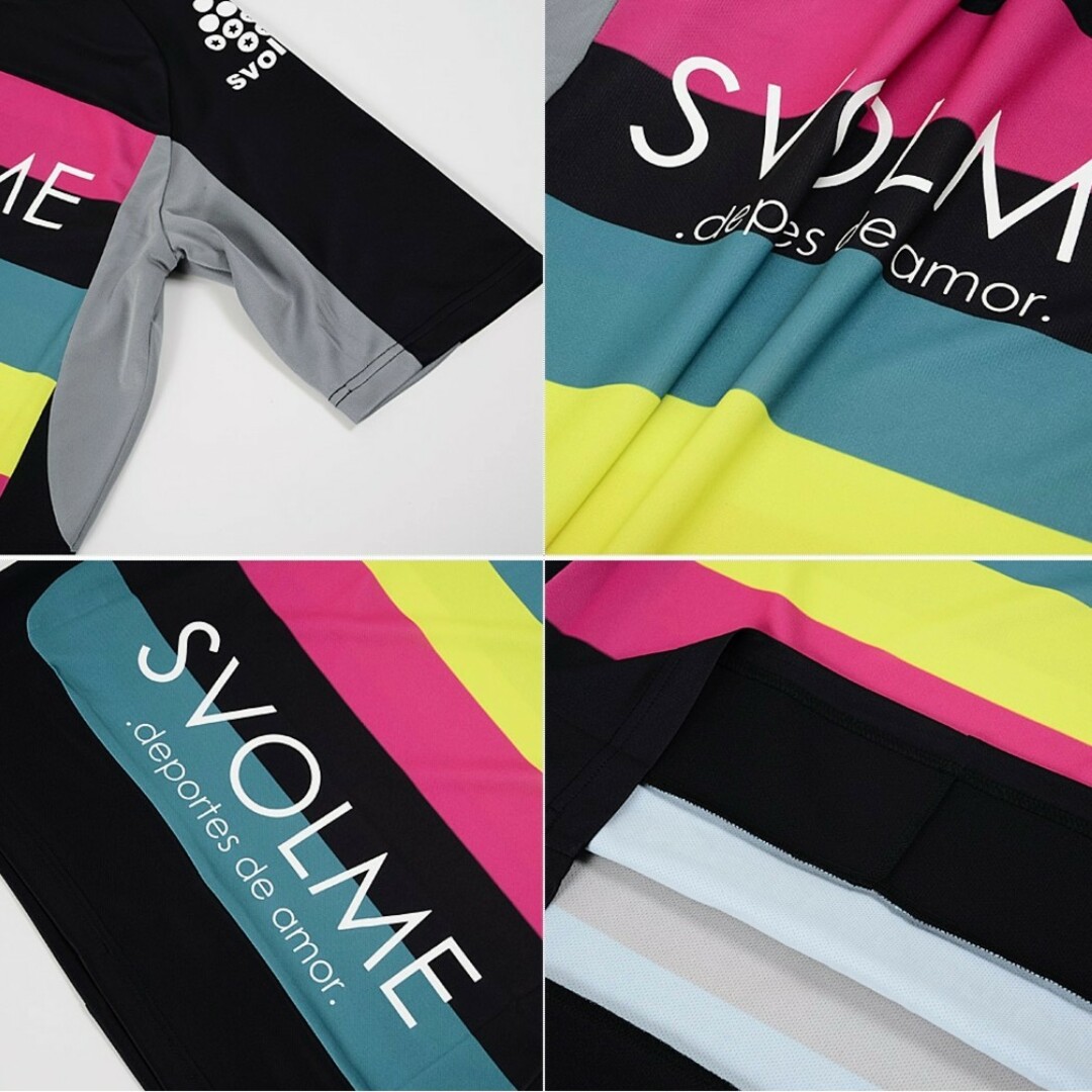 Svolme(スボルメ)のスボルメ カラフルボーダー プラシャツ 黒 M 半袖 新品 未使用 紙タグ付き スポーツ/アウトドアのサッカー/フットサル(ウェア)の商品写真