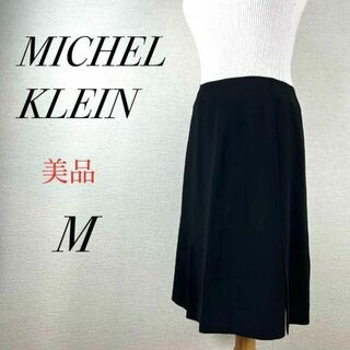 ミッシェルクラン(MICHEL KLEIN)の美品　ミッシェルクラン　スリットタイトスカート　フォーマル　入学式　卒業式　黒(ひざ丈スカート)
