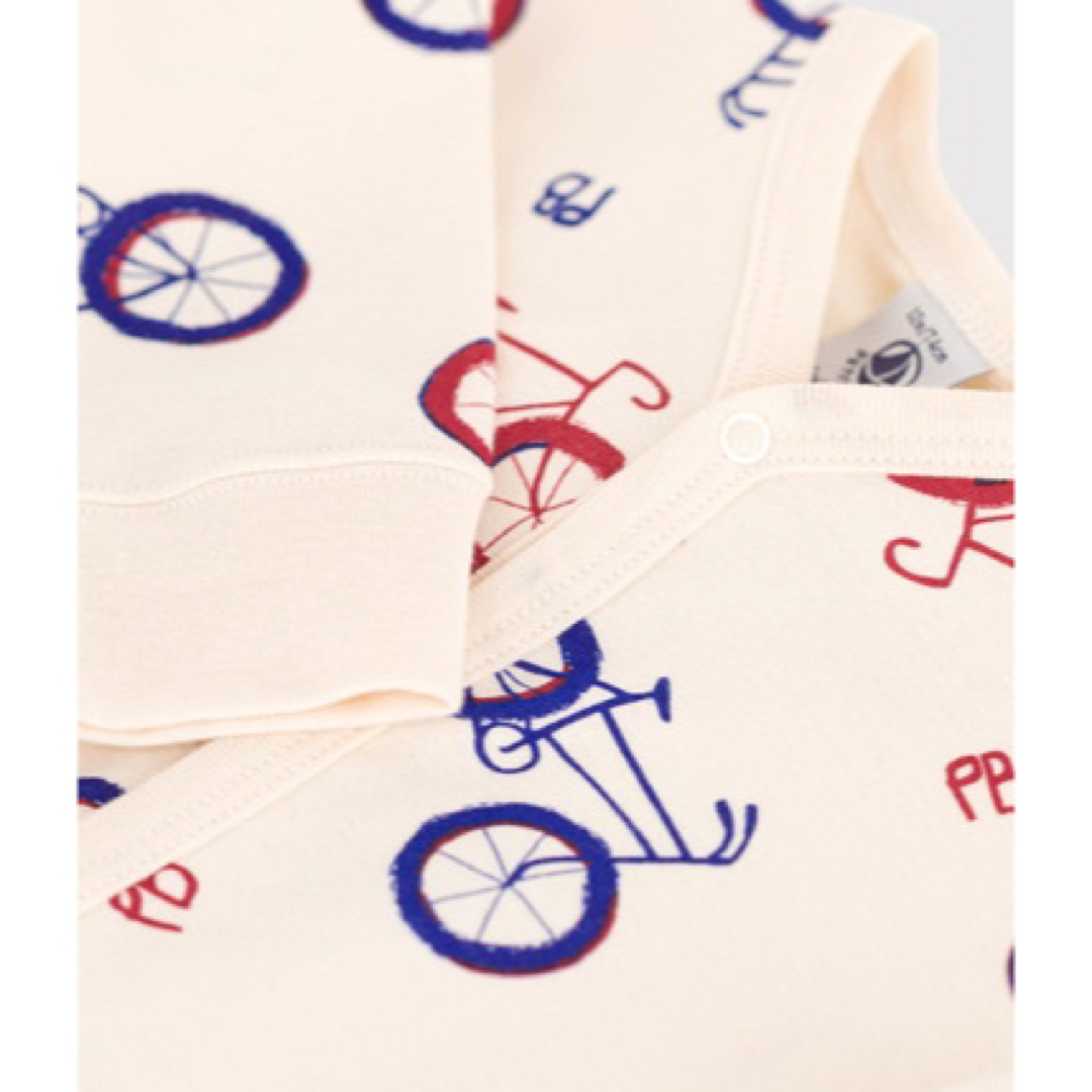 PETIT BATEAU(プチバトー)のプチバトー　プリント足なしロンパース　自転車　レトロ キッズ/ベビー/マタニティのベビー服(~85cm)(ロンパース)の商品写真