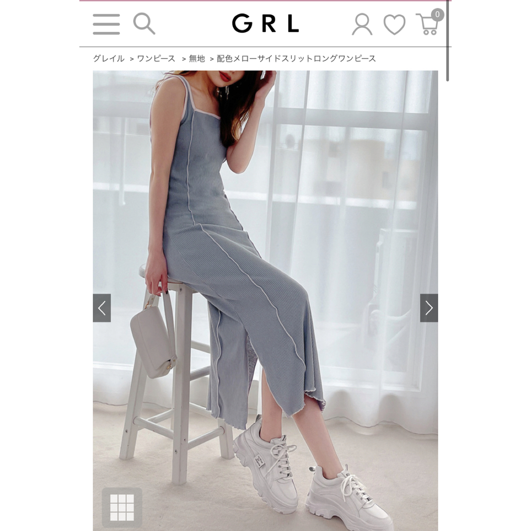 GRL(グレイル)のGRL 配色メローサイドスリットロングワンピース[sf652] レディースのワンピース(ロングワンピース/マキシワンピース)の商品写真