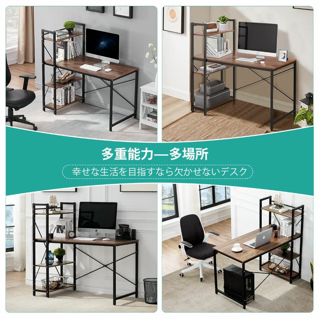 【色: オーク】VECELO デスク 机 PCデスク パソコンデスク シンプルワインテリア/住まい/日用品