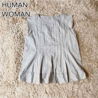 ヒューマンウーマン(HUMAN WOMAN)のHUMAN WOMAN コットン　トップス　カットソー　ノースリーブ(カットソー(半袖/袖なし))