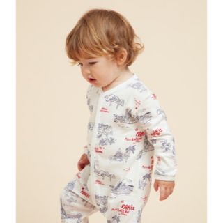 プチバトー(PETIT BATEAU)のプチバトー　プリント足なしロンパース_パリ　前開き　新生児(ロンパース)