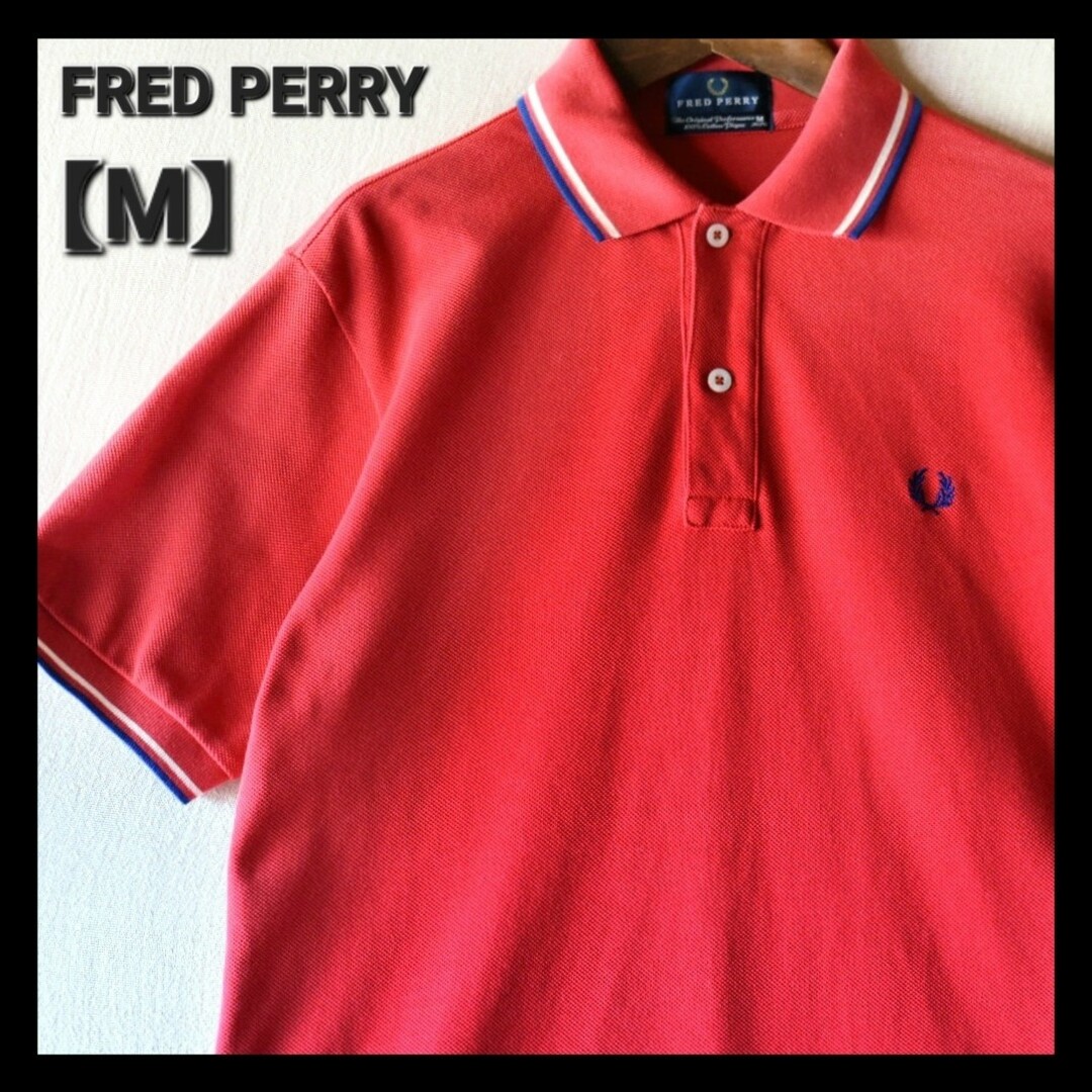 ★フレッドペリー ワンポイント 刺繍ロゴ 鹿の子 カノコ 半袖 赤ポロシャツ