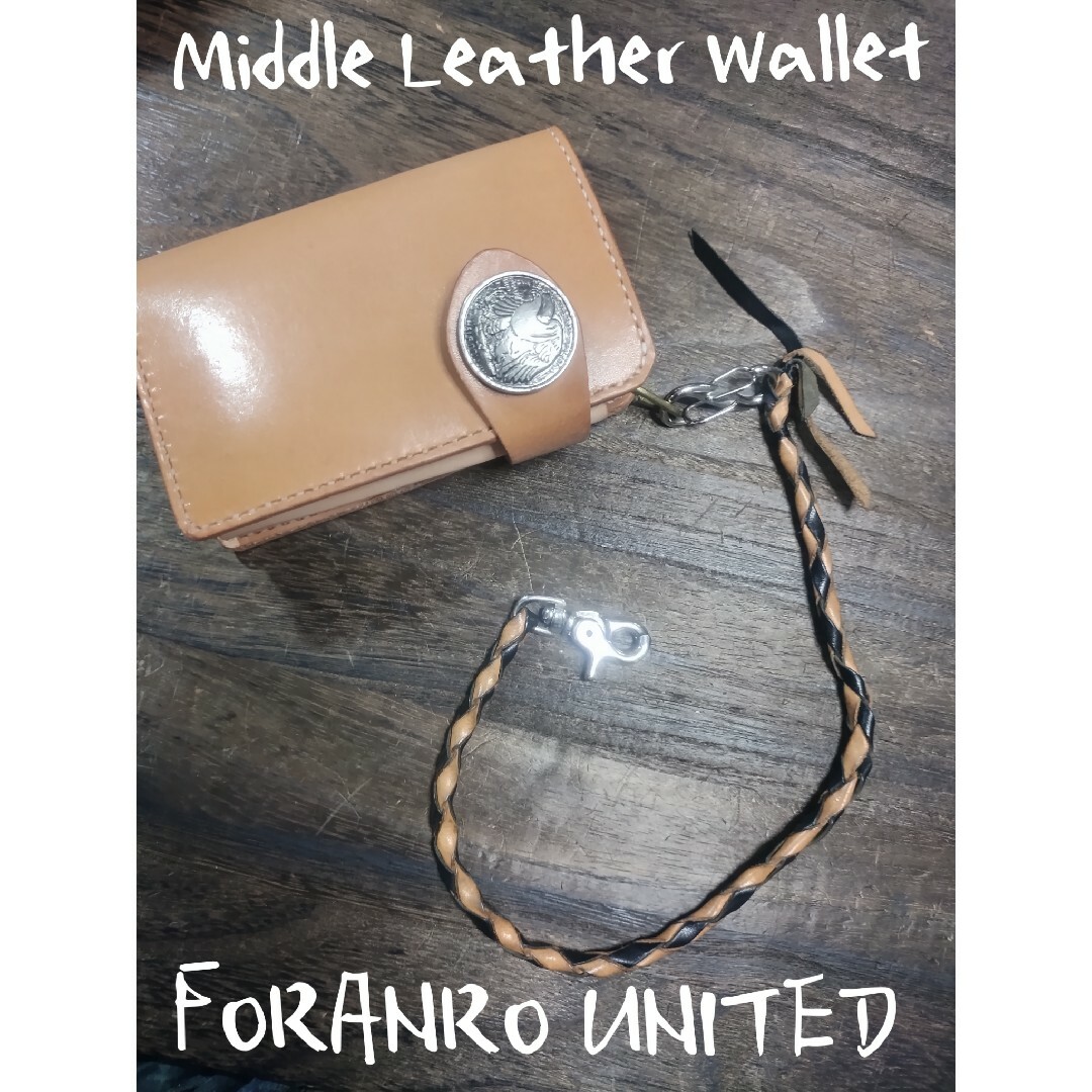 420mmﾚｻﾞｰﾁｪｰﾝ付■Middle Leather Wallet