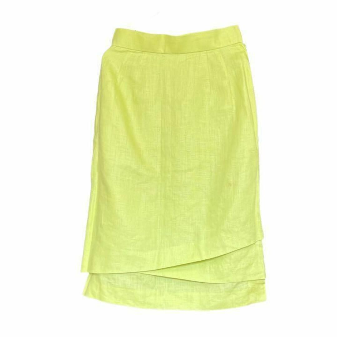 【個性的】Roora レディース【F】タイトスカート♡麻100% 鮮やか♡黄緑 レディースのスカート(ひざ丈スカート)の商品写真