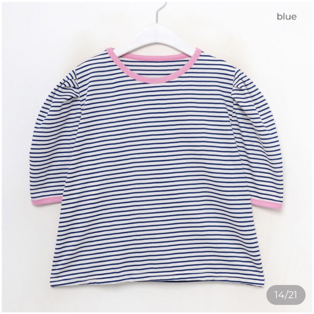 nugu バルーンボーダーTシャツ レディースのトップス(Tシャツ(半袖/袖なし))の商品写真