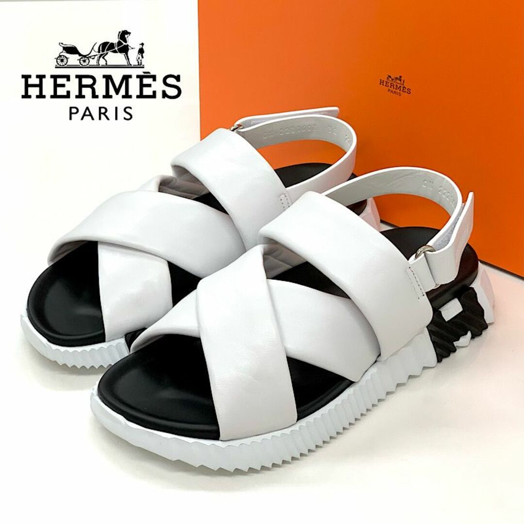 Hermes - 7136 エルメス エレクトリック レザー フラットサンダル